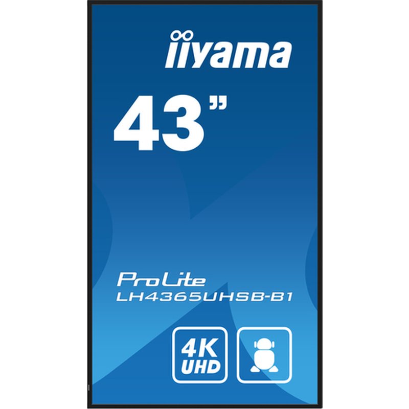 iiyama LH4365UHSB-B1 pantalla de señalización Diseño de quiosco 108 cm (42.5") LED Wifi 800 cd / m² 4K Ultra HD Negro Procesador incorporado Android 11 24/7 - Imagen 2