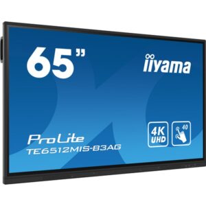 iiyama TE6512MIS-B3AG pantalla de señalización Diseño de quiosco 165,1 cm (65") LCD Wifi 400 cd / m² 4K Ultra HD Negro Pantalla táctil Procesador incorporado Android 11 24/7
