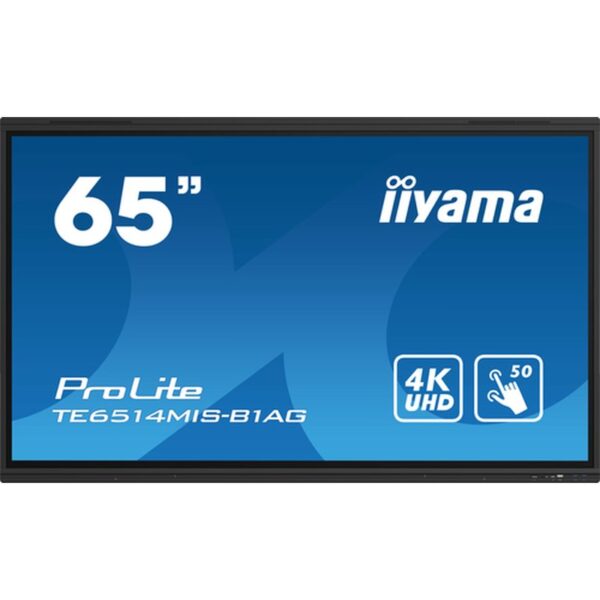 iiyama TE6514MIS-B1AG pantalla de señalización Panel plano interactivo 165,1 cm (65") LCD Wifi 435 cd / m² 4K Ultra HD Negro Pantalla táctil Procesador incorporado Android 24/7