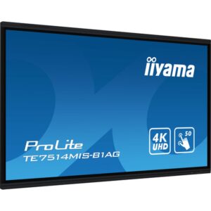 iiyama TE7514MIS-B1AG pantalla de señalización Panel plano interactivo 190,5 cm (75") LCD Wifi 435 cd / m² 4K Ultra HD Negro Pantalla táctil Procesador incorporado Android 24/7