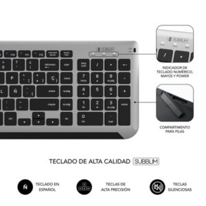 TECLADO + MOUSE SUBBLIM WIRELESS PRESTIGE EXTENDED DUAL GREY