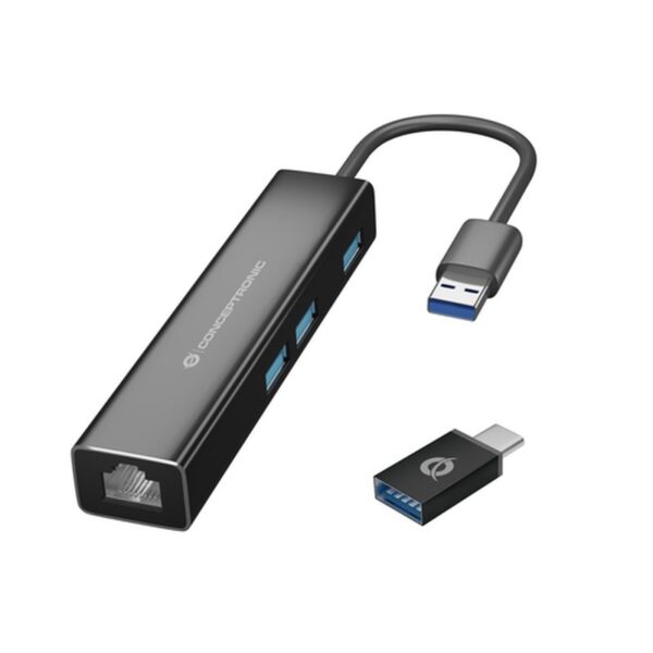 Conceptronic DONN07BA base para portátil y replicador de puertos USB 3.2 Gen 1 (3.1 Gen 1) Type-A Negro