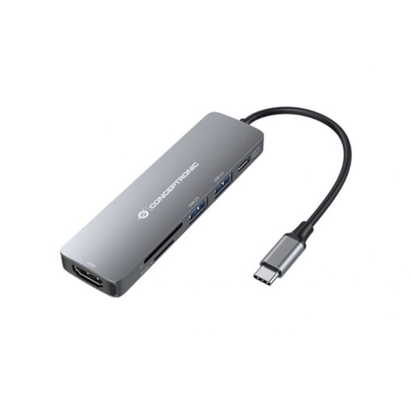 Conceptronic DONN11G base para portátil y replicador de puertos Alámbrico USB 3.2 Gen 1 (3.1 Gen 1) Type-C Gris