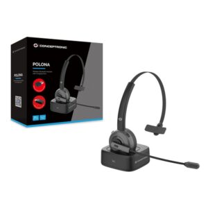 Conceptronic POLONA03BDA auricular y casco Auriculares Inalámbrico Diadema Oficina/Centro de llamadas Bluetooth Base de carga Negro Conceptronic POLONA03BDA auricular y casco Auriculares Inalámbrico Diadema Oficina/Centro de llamadas Bluetooth Base de carga Negro