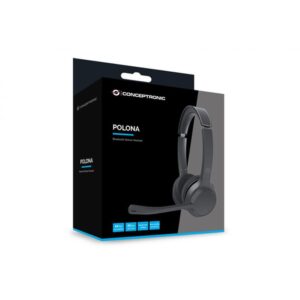 Conceptronic POLONA04B auricular y casco Auriculares Inalámbrico y alámbrico Diadema Llamadas/Música USB Tipo C Bluetooth Negro