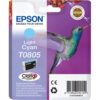 Epson T0805 - 7.4 ml - cián claro - original - blíster - cartucho de tinta - para Stylus Photo P50, PX650, PX660, PX700, PX710, PX720, PX730, PX800, PX810, PX820, PX830