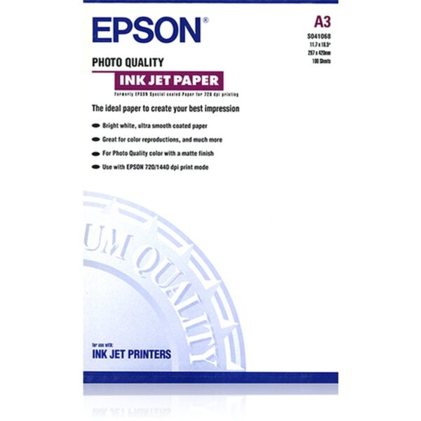 Epson Photo Quality Ink Jet Paper, DIN A3, 102 g/m², 100 hojas