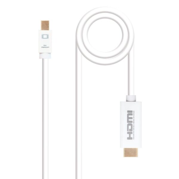 Nanocable Cable conversor Mini DP a HDMI, Mini DP/M - HDMI/M, Blanco, 2.0 M