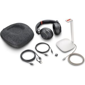 POLY Auriculares Voyager Surround 85 UC USB-C con certificación Microsoft Teams + adaptador USB-C/A + base de carga