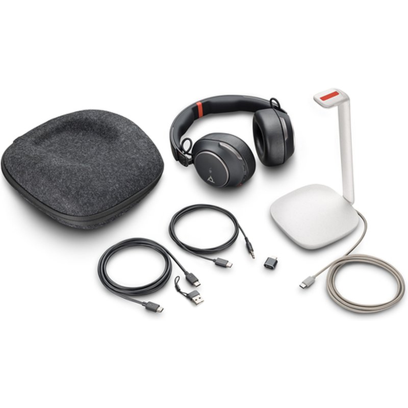 POLY Auriculares Voyager Surround 85 UC USB-C con certificación Microsoft Teams + adaptador USB-C/A + base de carga - Imagen 6