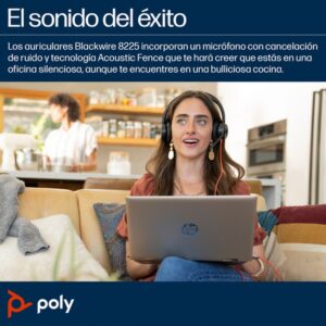 POLY Auriculares estéreo Blackwire 8225 con certificación Microsoft Teams USB-C + Adaptador USB-C/A
