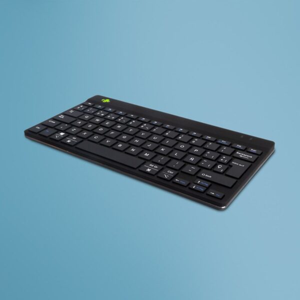 R-Go Tools Teclado ergonómico R-Go Compact Break, teclado compacto con software de pausa, QWERTY (ES), bluetooth, negro
