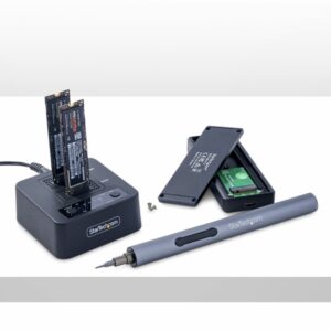 StarTech.com Dock Duplicador Clonador Autónomo 1:1 de Unidad SSD NVMe M.2 - 90GBpm - USB-C 3.2 de 20Gbps - Docking Station USB Tipo C de 2 Bahías - Incluye Cables USB-C/USB-A
