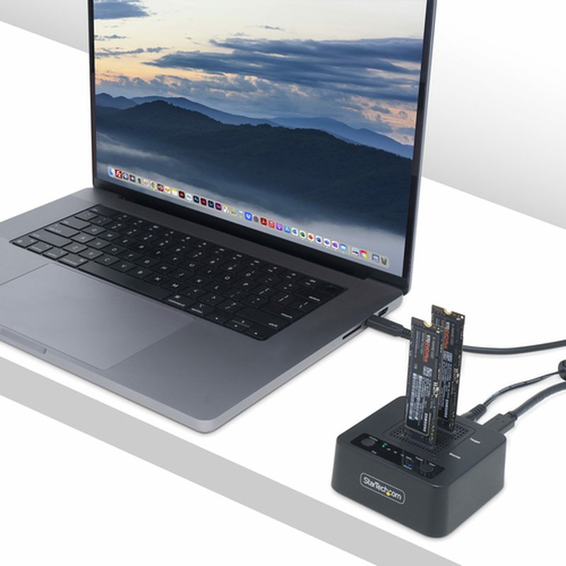 StarTech.com Dock Duplicador Clonador Autónomo 1:1 de Unidad SSD NVMe M.2 - 90GBpm - USB-C 3.2 de 20Gbps - Docking Station USB Tipo C de 2 Bahías - Incluye Cables USB-C/USB-A - Imagen 8