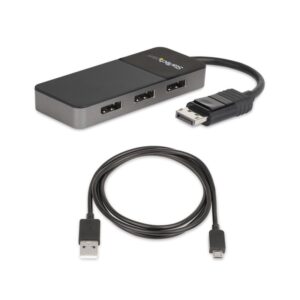 StarTech.com Hub MST de 3 Puertos DisplayPort 1.4 - Divisor Splitter DP para 3 Monitores - Adaptador DisplayPort a 3x DisplayPort de 4K - Alimentado por USB - Windows Solamente StarTech.com Hub MST de 3 Puertos DisplayPort 1.4 - Divisor Splitter DP para 3 Monitores - Adaptador DisplayPort a 3x DisplayPort de 4K - Alimentado por USB - Windows Solamente