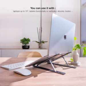 TooQ Soporte Elevador para Portátiles, Tablets, Móviles y Libros, Gris