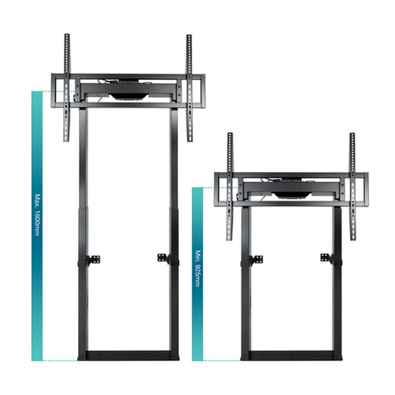 TooQ TITAN Soporte de Suelo Fijo con Regulación Eléctrica de Altura para Pantallas 55"-100", Negro - Imagen 2