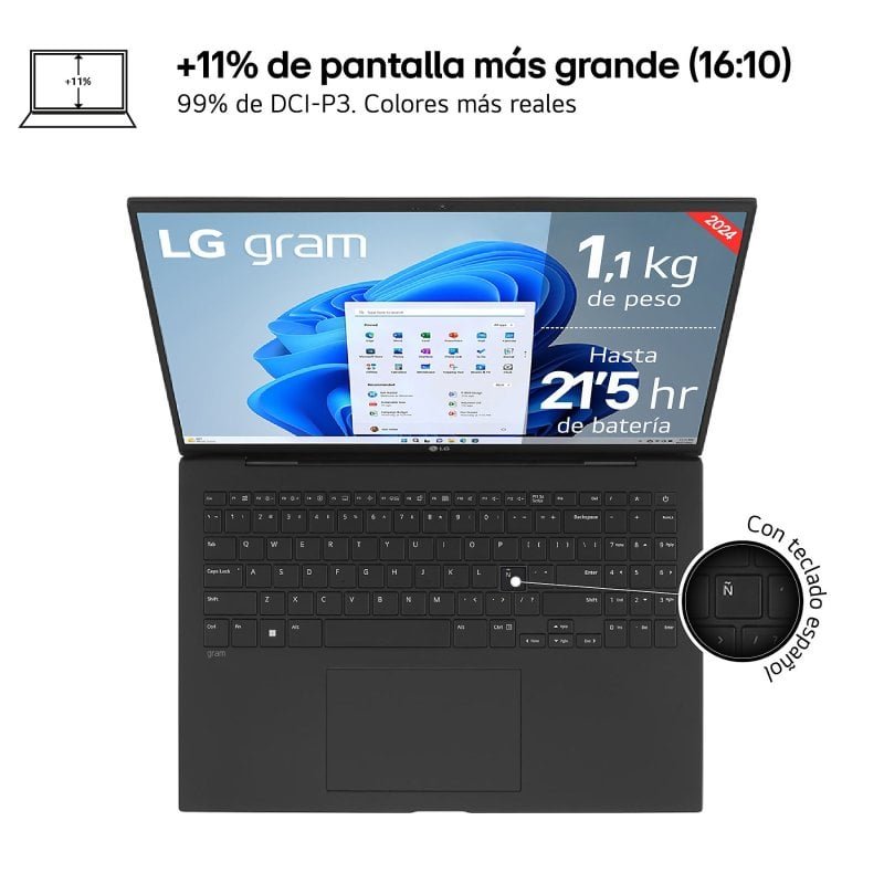 LG Gram Pro 16Z90SP-K.AA75B ordenador portatil Intel Core Ultra 7 155H Portátil 40,6 cm (16") WQXGA+ 16 GB LPDDR5-SDRAM 512 GB SSD Wi-Fi 6E (802.11ax) Windows 11 Home Negro LG Gram Pro 16Z90SP-K.AA75B ordenador portatil Intel Core Ultra 7 155H Portátil 40,6 cm (16") WQXGA+ 16 GB LPDDR5-SDRAM 512 GB SSD Wi-Fi 6E (802.11ax) Windows 11 Home Negro - Imagen 4