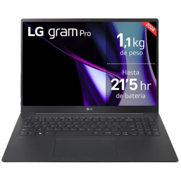 LG Gram Pro 16Z90SP-K.AA75B ordenador portatil Intel Core Ultra 7 155H Portátil 40,6 cm (16") WQXGA+ 16 GB LPDDR5-SDRAM 512 GB SSD Wi-Fi 6E (802.11ax) Windows 11 Home Negro