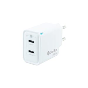 CARGADOR USB-C COOLBOX 35W GAN 2XUSB-C WHITE