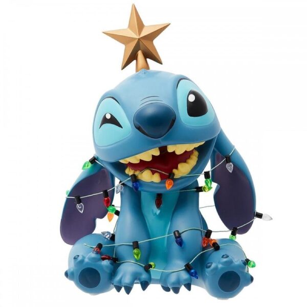 Figura Enesco Disney Stitch Luces Navideñas