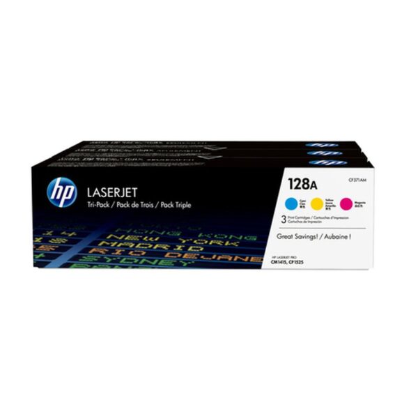 HP Pack de ahorro de 3 cartuchos de tóner original LaserJet 128A cian/magenta/amarillo