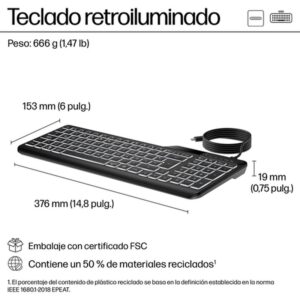 HP Teclado con cable 400 retroiluminado