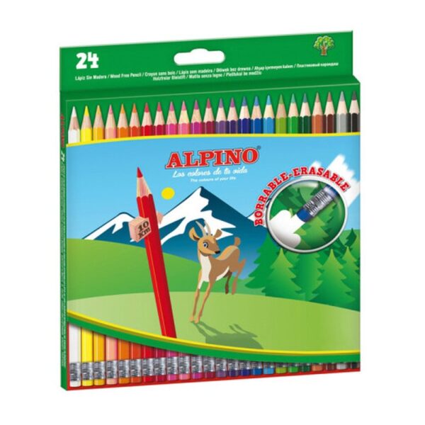 Alpino AL013658 laápiz de color Negro, Azul, Burdeos, Bronce, Marrón, Coral, Verde, Azul claro, Verde claro, Rosa claro, Cal, Caoba, Marina, Ocre, Naranja, Melocotón, Rosa, Púrpura, Rojo, Violeta, Blanco, Amarillo 24 pieza(s)