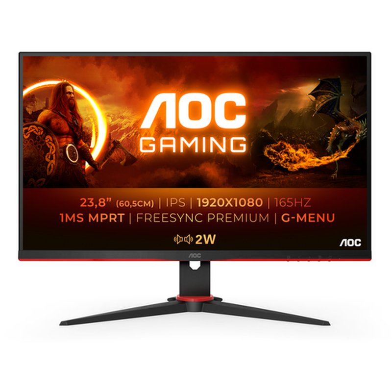 Reacondicionado | AOC G2 24G2SPAE/BK LED display 60,5 cm (23.8") 1920 x 1080 Pixeles Full HD Negro, Rojo