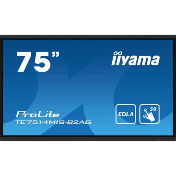 iiyama PROLITE TE7514MIS-B2AG Pantalla plana para señalización digital 190,5 cm (75") LCD Wifi 435 cd / m² 4K Ultra HD Negro Pantalla táctil Procesador incorporado Android 24/7