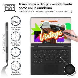Alternative view of LG Gram 14T90S Intel Core Ultra 7 155H Híbrido (2-en-1) 35,6 cm (14") Pantalla táctil WUXGA 16 GB LPDDR5-SDRAM 512 GB SSD Wi-Fi 6E (802.11ax) Windows 11 Home Negro