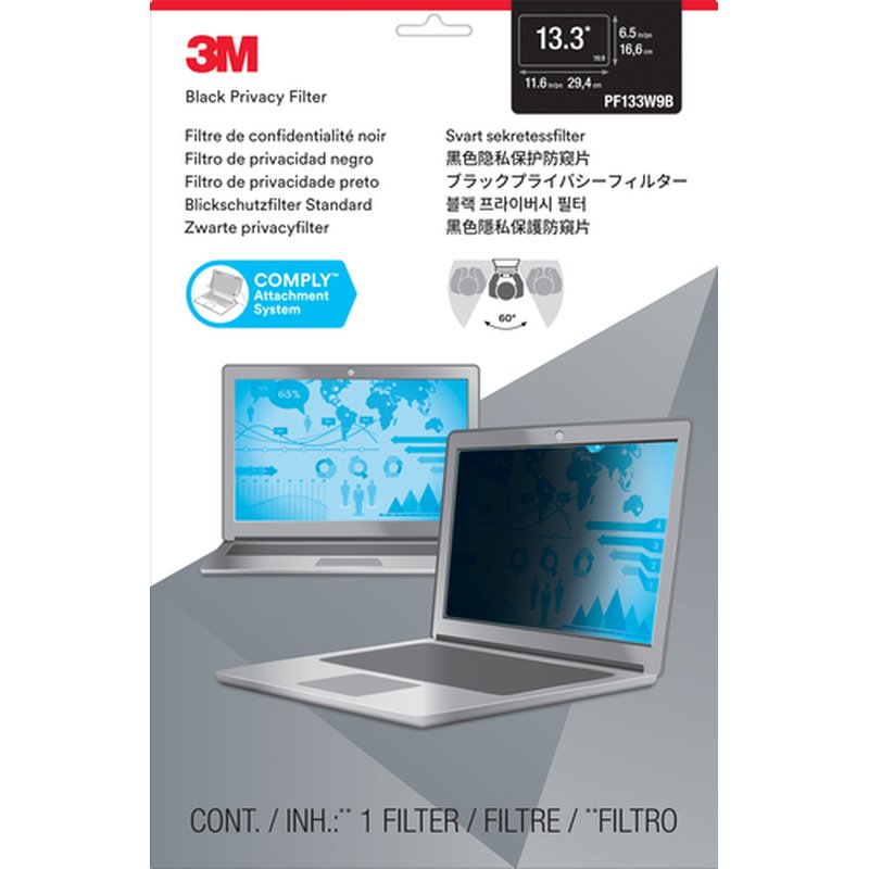 3M PF133W9B Filtro de privacidad para pantallas sin marco 33,8 cm (13.3")