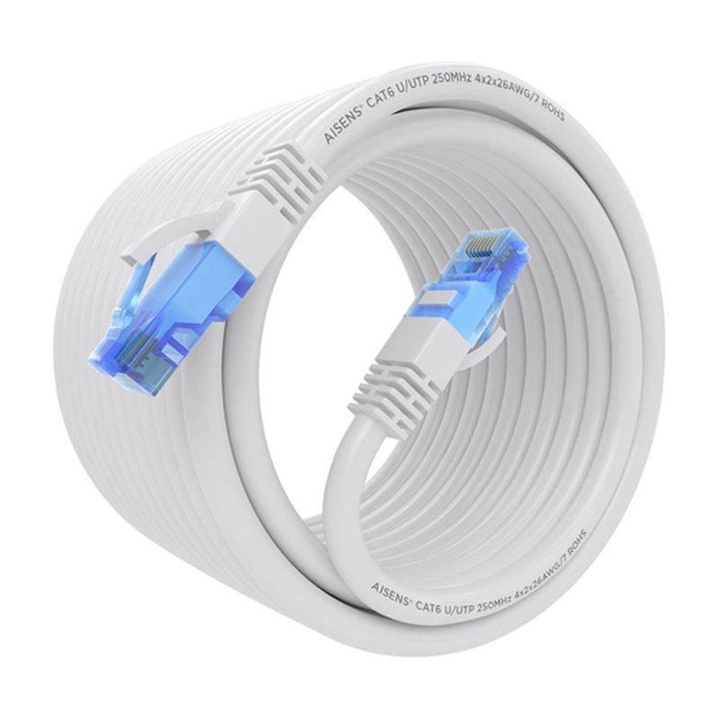AISENS Cable De Red Latiguillo RJ45 Cat.6 UTP AWG26 CCA, Blanco, 10 m - Imagen 2