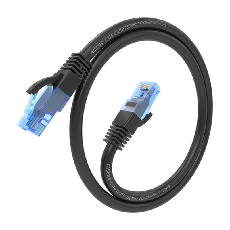 AISENS Cable De Red Latiguillo RJ45 Cat.6 UTP AWG26 CCA, Negro, 25 cm - Imagen 2