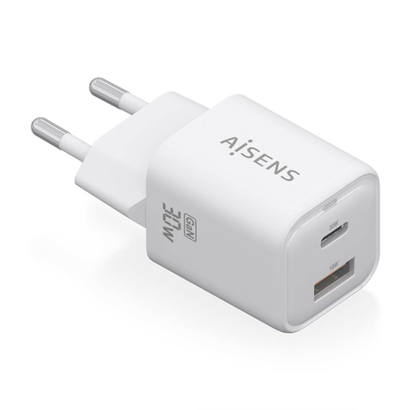 AISENS Cargador Gan 30W, 1xUSB-C PD3.0 QC4.0, 1xUSB-A QC3.0, Blanco AISENS Cargador Gan 30W, 1xUSB-C PD3.0 QC4.0, 1xUSB-A QC3.0, Blanco