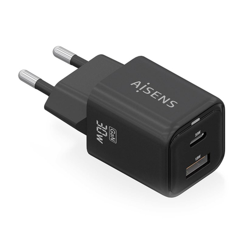 AISENS Cargador Gan 30W, 1xUSB-C PD3.0 QC4.0, 1xUSB-A QC3.0, Negro AISENS Cargador Gan 30W, 1xUSB-C PD3.0 QC4.0, 1xUSB-A QC3.0, Negro