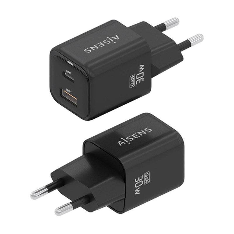 AISENS Cargador Gan 30W, 1xUSB-C PD3.0 QC4.0, 1xUSB-A QC3.0, Negro AISENS Cargador Gan 30W, 1xUSB-C PD3.0 QC4.0, 1xUSB-A QC3.0, Negro - Imagen 3