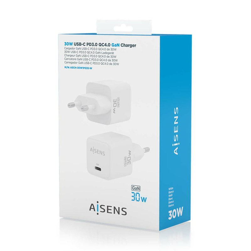 AISENS Cargador Gan 30W, 1xUSB-C PD3.0 QD4.0, Blanco AISENS Cargador Gan 30W, 1xUSB-C PD3.0 QD4.0, Blanco - Imagen 6