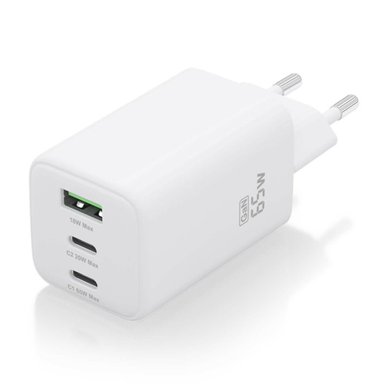 AISENS Cargador Gan 65W, 2xUSB-C PD3.0 QC4.0, 1xUSB-A QC3.0, Blanco - Imagen 2