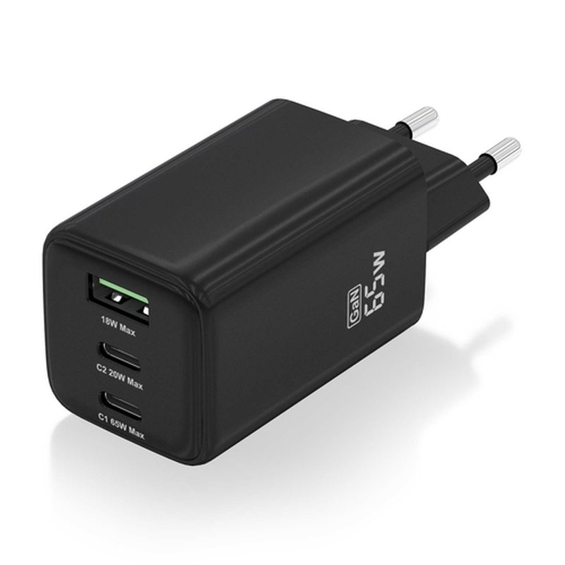 AISENS Cargador Gan 65W, 2xUSB-C PD3.0 QC4.0, 1xUSB-A QC3.0, Negro - Imagen 2