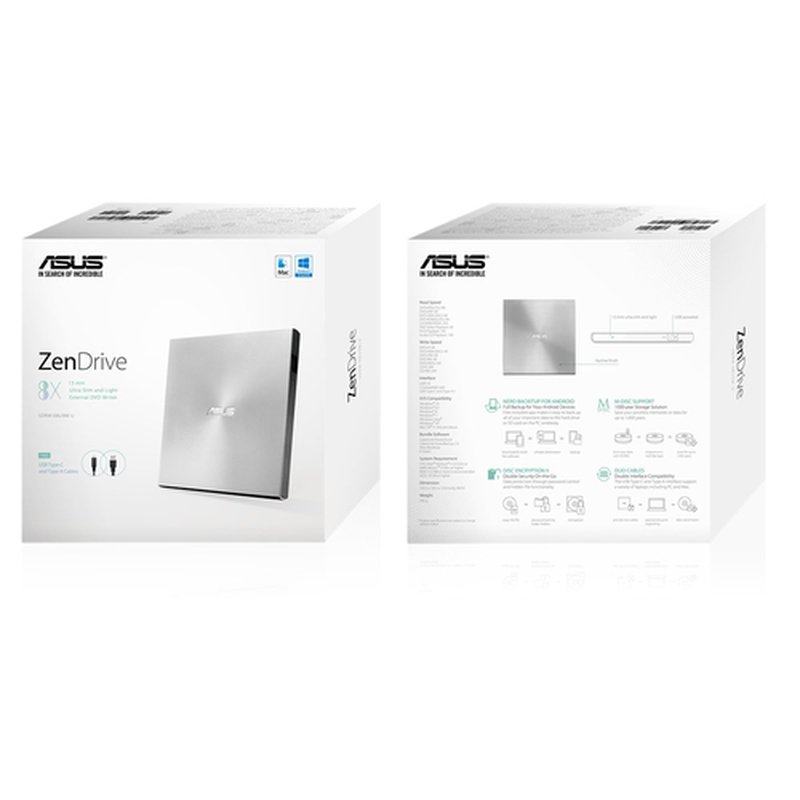 ASUS ZenDrive U9M unidad de disco óptico DVD±RW Plata - Imagen 6
