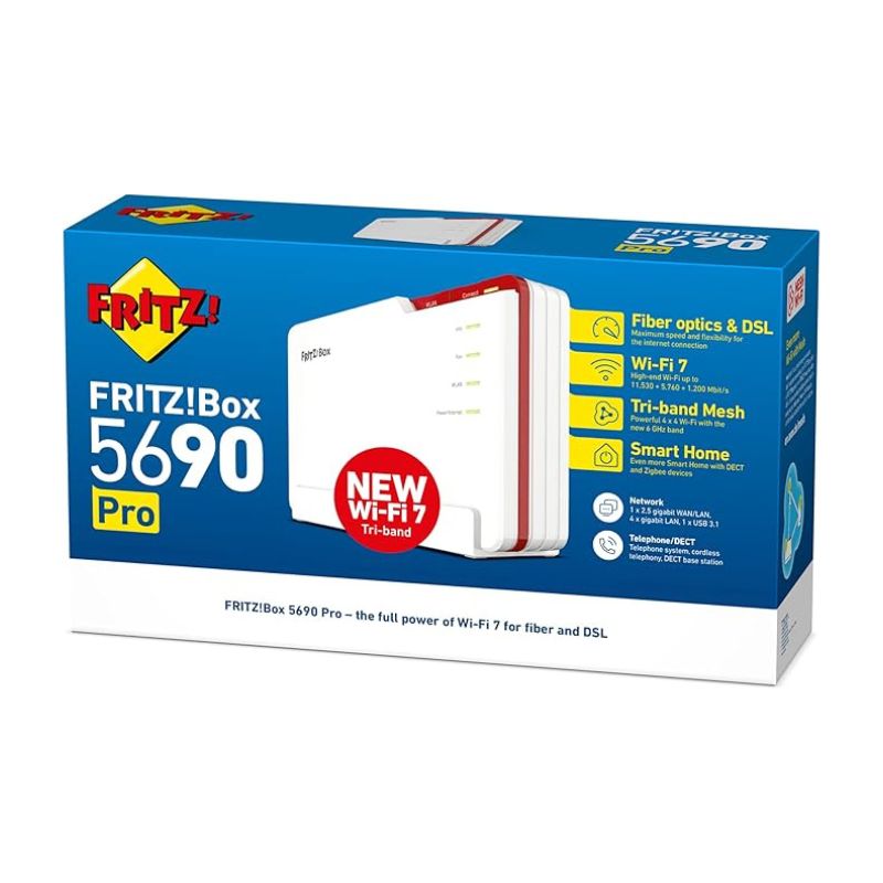 FRITZ!Box COMPUTER SYSTEMS router inalámbrico 2.5 Gigabit Ethernet Tribanda (2.4 GHz / 5 GHz / 6 GHz) Blanco AVM FRITZ!Box 5690 Pro