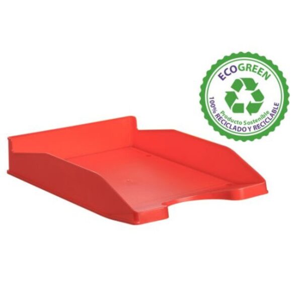 BANDEJA ECOGREEN 100% RECICLADO Y RECICLABLE APILABLE DIN A4 Y FOLIO MEDIDAS 345X255X60 MM COLOR ROJO ARCHIVO 2000 742 RJ