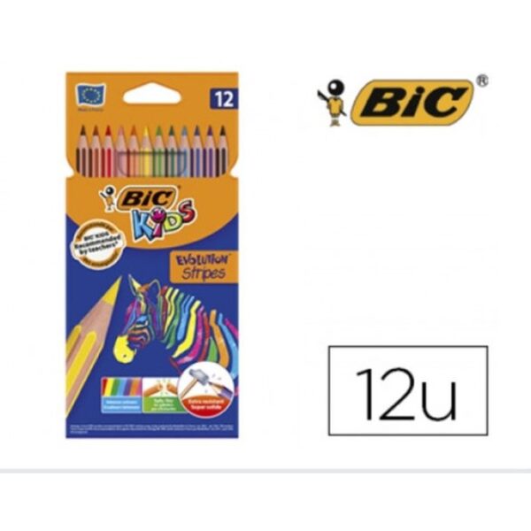 BLISTER 12 LAPICES DE COLORES EVO STRIPES COLORES SURTIDOS BIC 9505222