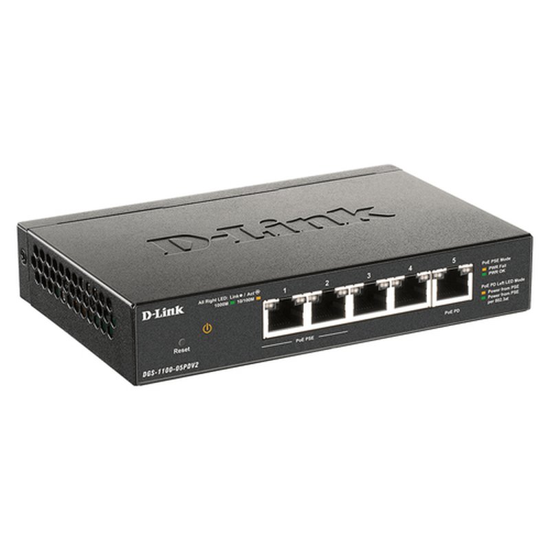 D-Link DGS-1100-05PDV2 switch Gestionado Gigabit Ethernet (10/100/1000) Energía sobre Ethernet (PoE) Negro - Imagen 3