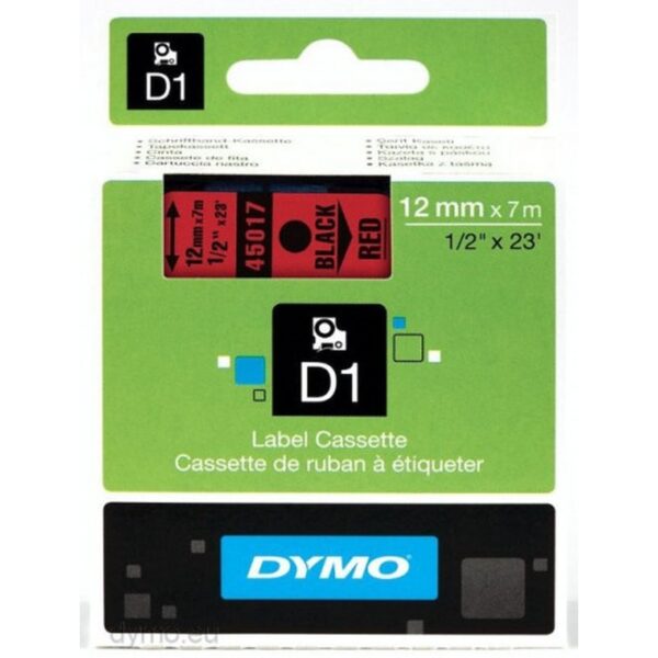 D1 - CINTAS DYMO 12MMX7M NEG/ROJO