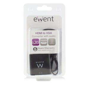 Ewent EW9864 adaptador de cable de vídeo 0,2 m HDMI VGA, 3.5mm Negro
