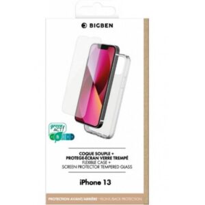 FUNDA MOVIL BACK COVER BIG BEN SILICONA TRANSPARENTE IPHONE 13 + CRISTAL TEMPLADO