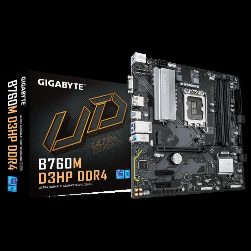 GIGABYTE B760M D3HP DDR4 - Compatible con CPUs Intel Core de 14ª generación, VRM Digital 4+1+1 fases, hasta 5333MHz DDR4 (OC), 2xPCIe 4.0 M.2, LAN GbE, USB 3.2 Gen1