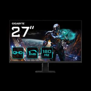 GIGABYTE GS27QA 27" Monitor de Juego QHD - 2560 x 1440 (QHD), 180Hz, 1ms, 300 cd/m2, FreeSync, HDR Ready, HDMI 2.0, Displayport 1.4